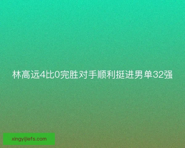 林高远4比0完胜对手顺利挺进男单32强